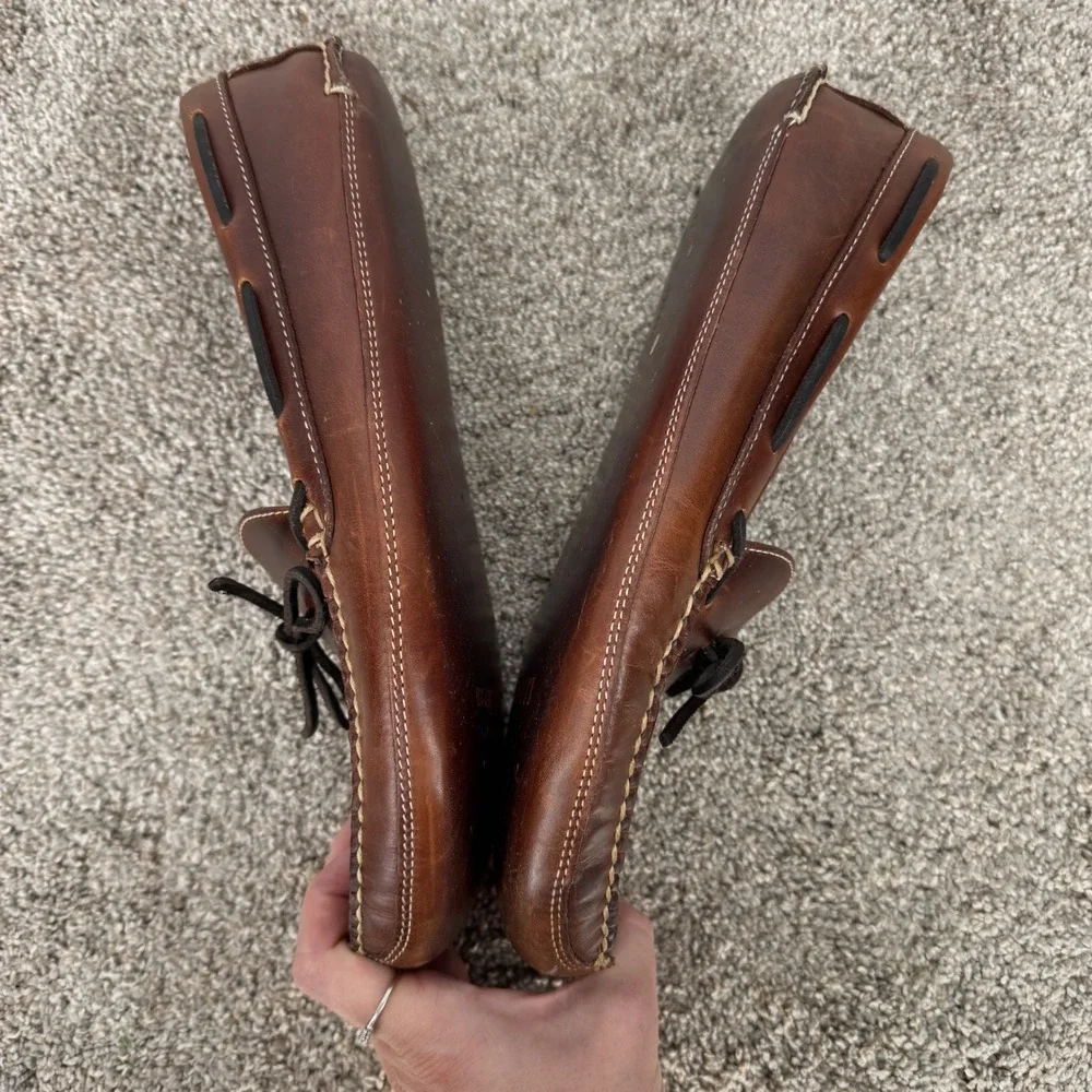 LL Bean Mens Brown Leather Driving Moccasins Slippers Loafers Size 11 D 197690